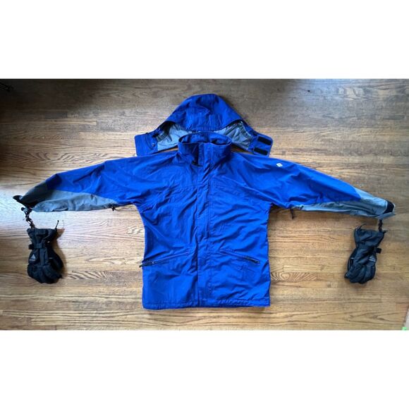 Burton Blue Winter Snowboard Jacket Coat With Gloves   Mens Size Large - Picture 1 of 13